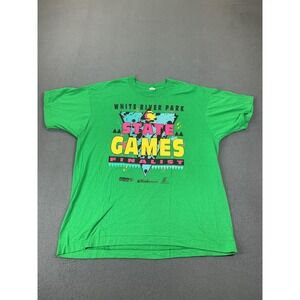 Screen Stars Shirt Mens XL Green State Games Finalist Hoosier Lottery USA 80s